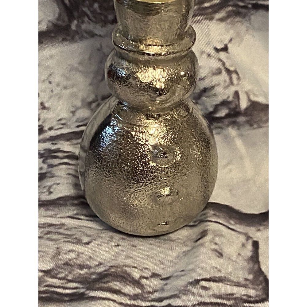 Set of 2 Silver Snowmen Taper Candle Holders - Picture 2 of 8